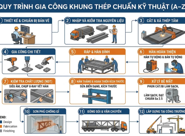 Quy trình gia công khung thép chuẩn kỹ thuật từ A–Z (Chi tiết cho người mới)